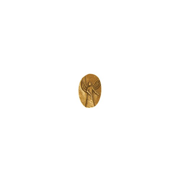 Skyts-engel i bronze, lommeformat 4,4 x 3 cm