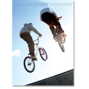 Konfirmationstelegram med kuvert, mountainbike/BMX