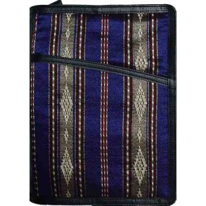 Bibelomslag  - silke med forstrket kant i skind