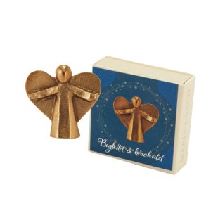 Englefigur i bronze: Ledsaget og beskyttet