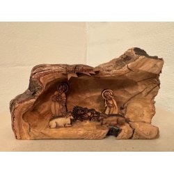 Julekrybbe i oliventr, medium