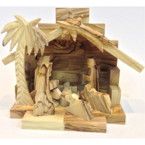 Julekrybbe i oliventr, lille